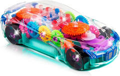 Light up Transparent Sensory Car Toy for Kids, 1PC, Bump and Go Toy Car with Col