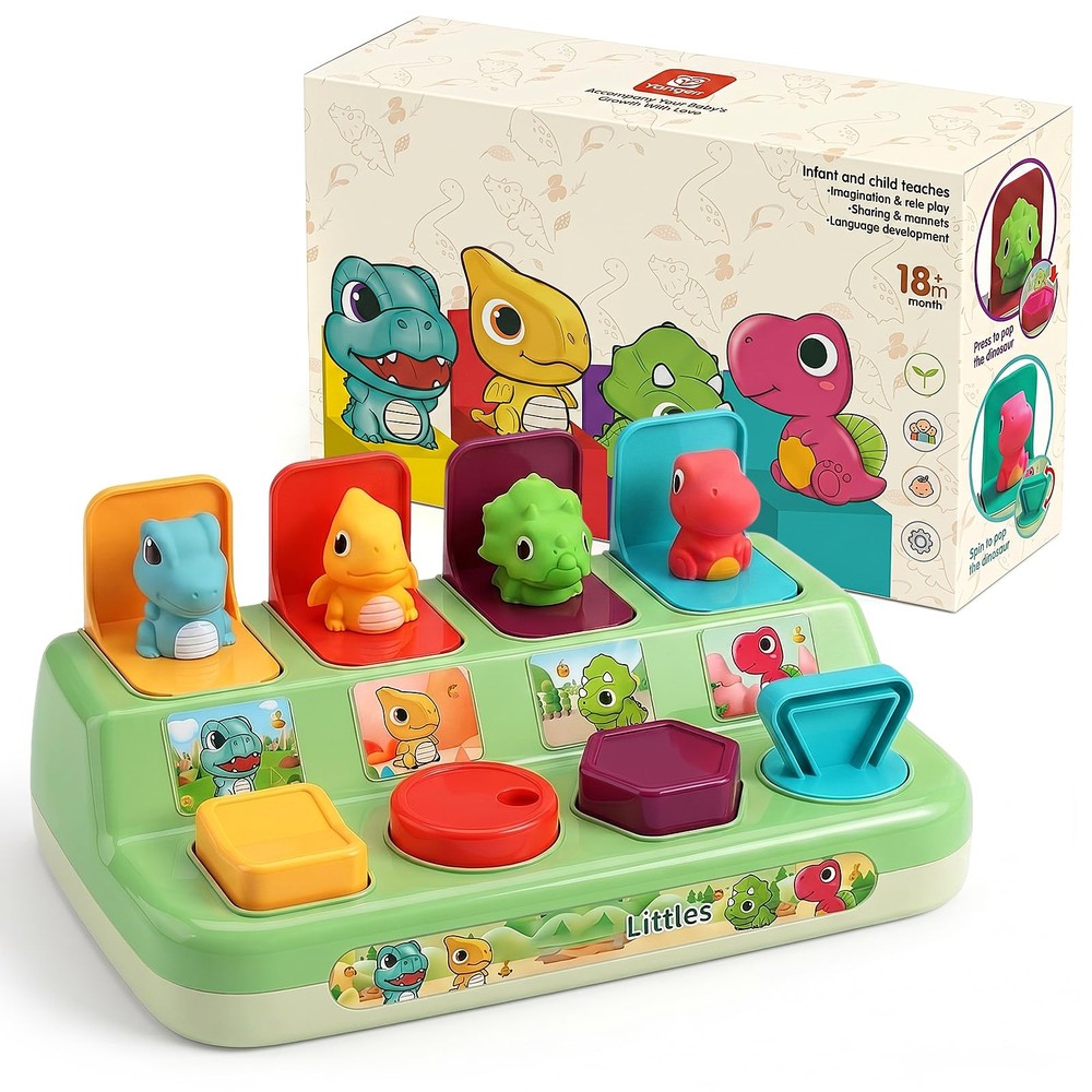Pop Up Animals for Toddlers 9-18 Months, Dinosaur Cause and Effect Toys for B…