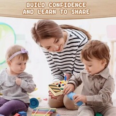 Montessori Wooden Busy Board Toy for Toddler with switches, buttons, LED lights
