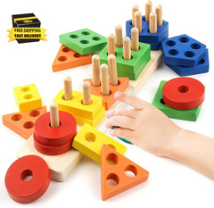 Montessori Toys for 1 2 3 Year Old Girls Boys, Wooden Sensory Toys for 1-3 Year