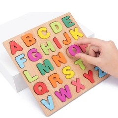 New — Baby Kids Learning Toys Wooden Alphabet Number Puzzle ABC Letters Board