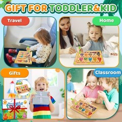 Montessori Toys Busy Board Travel Toys for Toddlers Kids Wooden Magnetic Colo…
